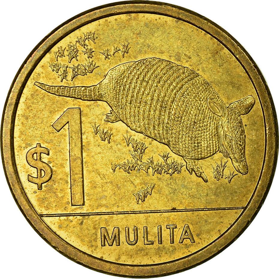 Uruguay 1 Peso Coin | Mulita | Armadillo | KM135 | 2011 - 2019