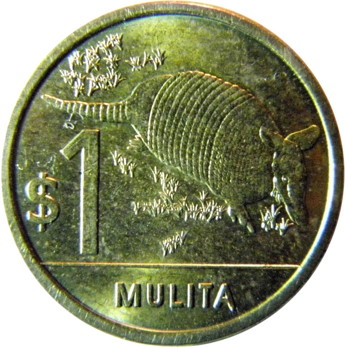 Uruguay 1 Peso Coin | Mulita | Armadillo | KM135 | 2011 - 2019