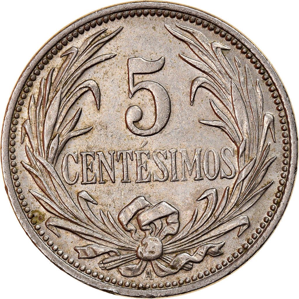 Uruguay 5 Centesimos Coin | Sun | Palm Wreath | KM21 | 1901 - 1941