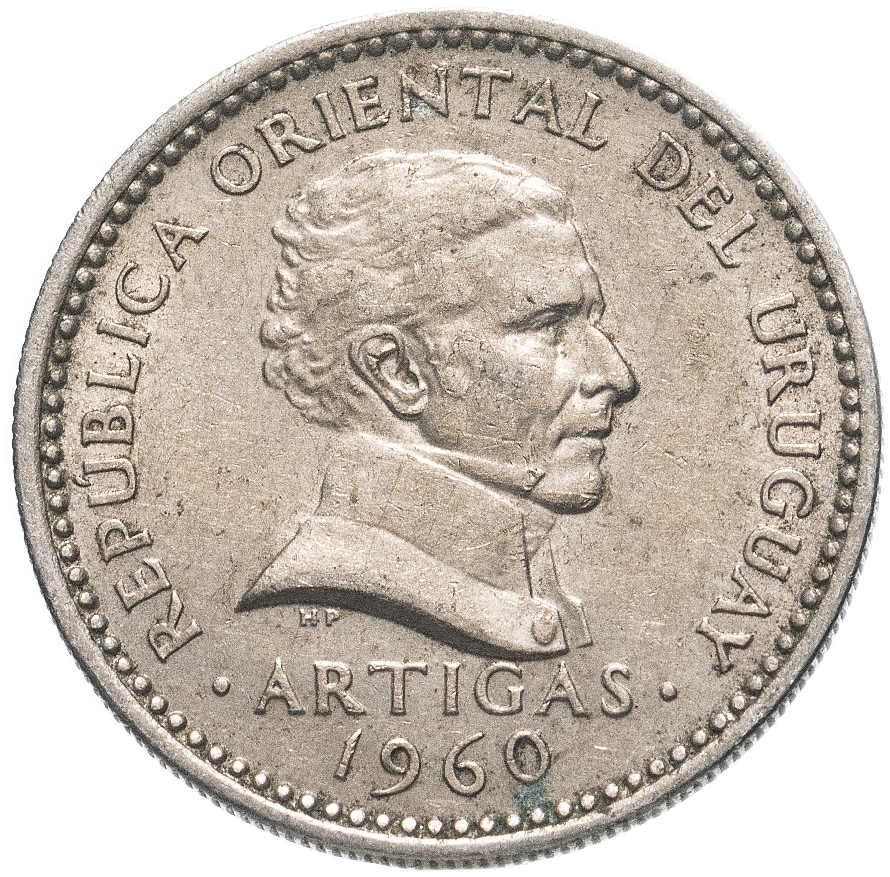 Uruguay 50 Centesimos Coin | Jose Gervasio Artigas | KM41 | 1960