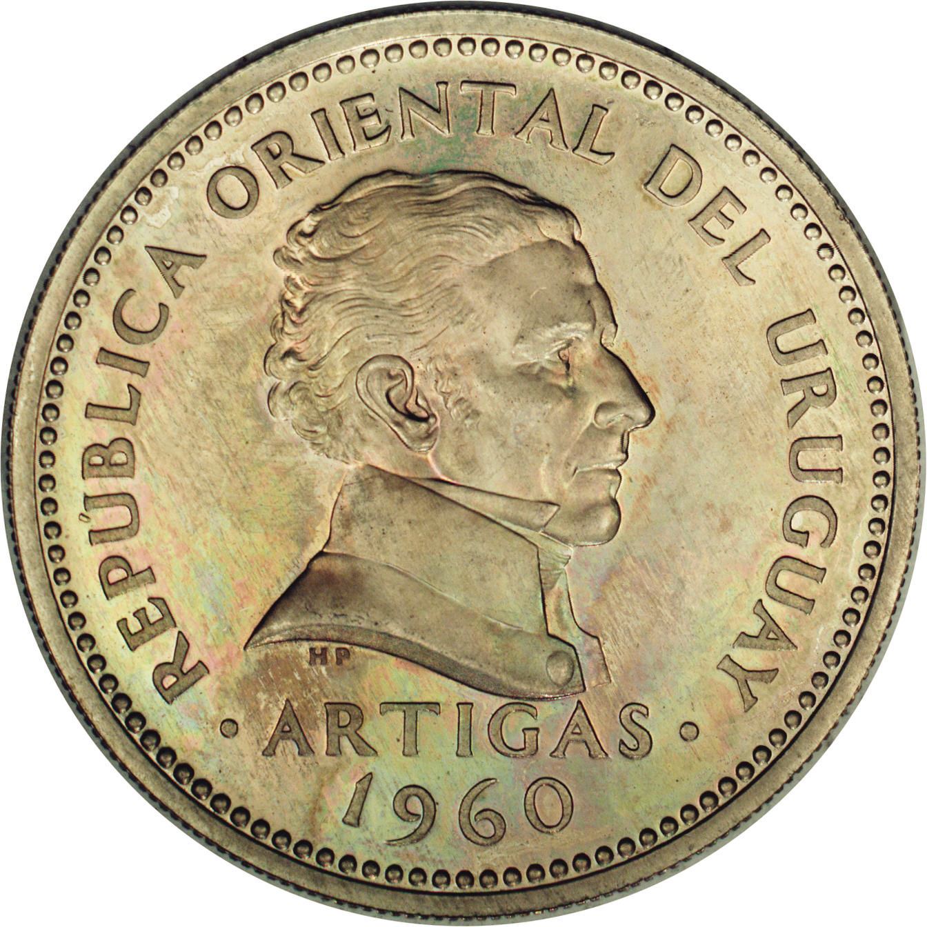 Uruguay Coin 	Uruguayan 1 Peso | Jose Gervasio Artigas | KM42 | 1960