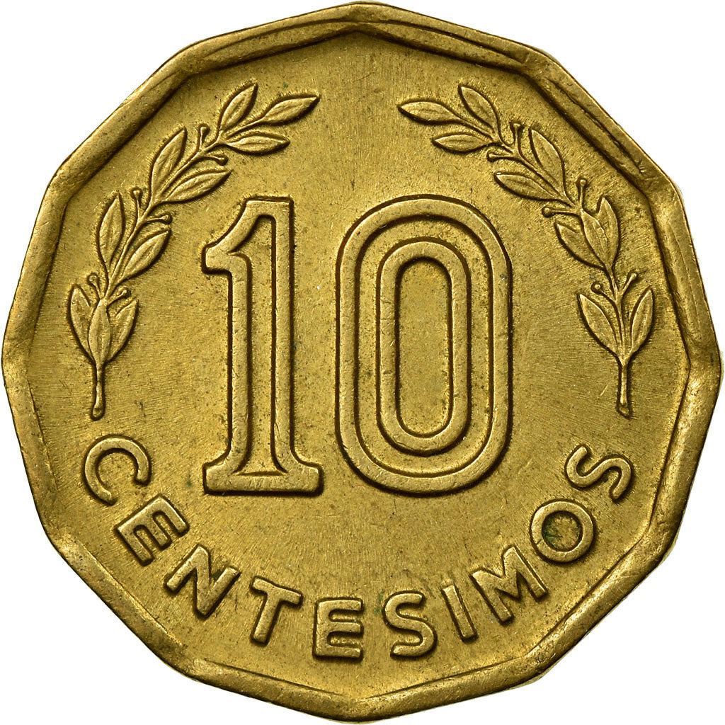 Uruguay Coin Uruguayan 10 Centésimos | Hoerse | Olive Sprig | KM66 | 1976 - 1981