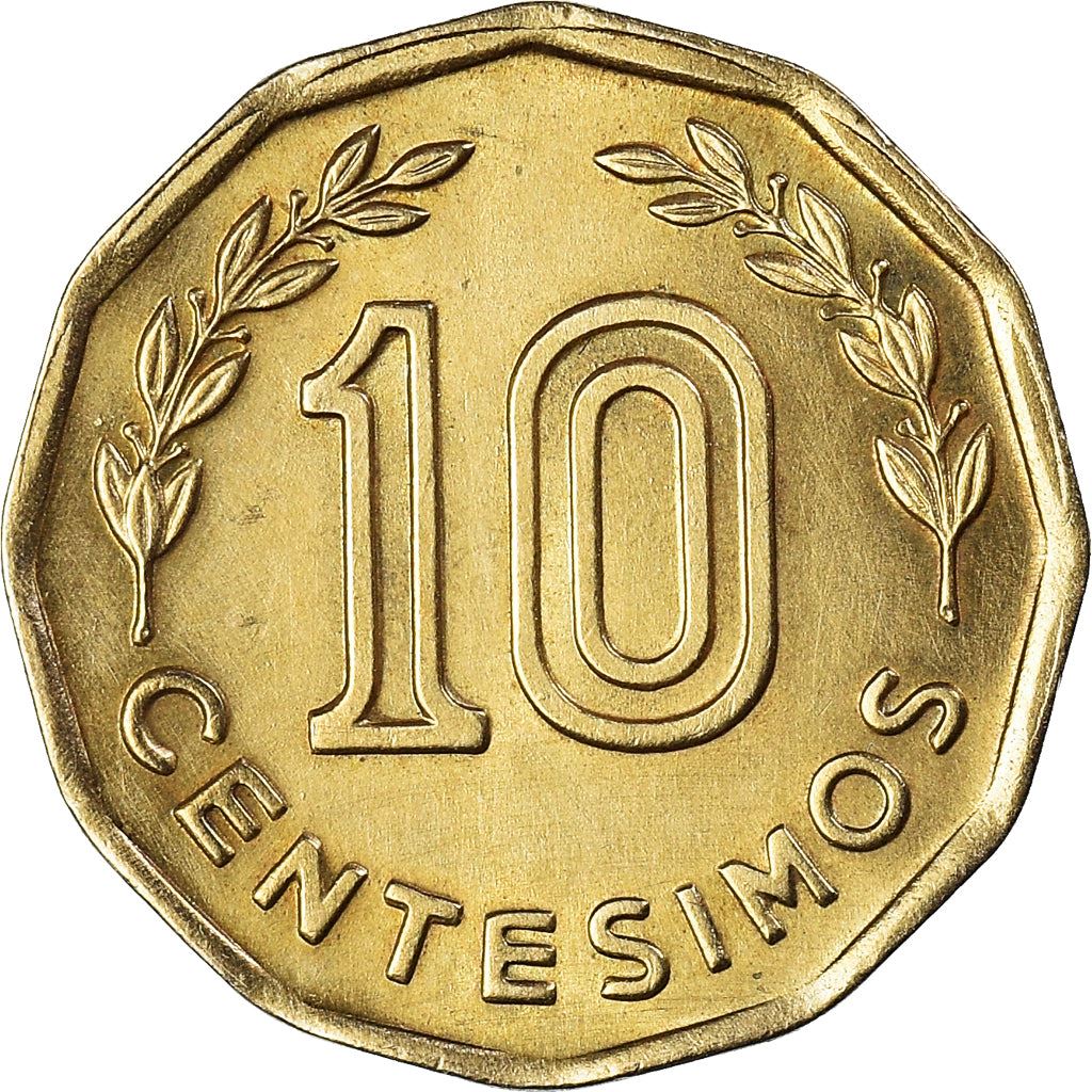 Uruguay Coin Uruguayan 10 Centésimos | Hoerse | Olive Sprig | KM66 | 1976 - 1981