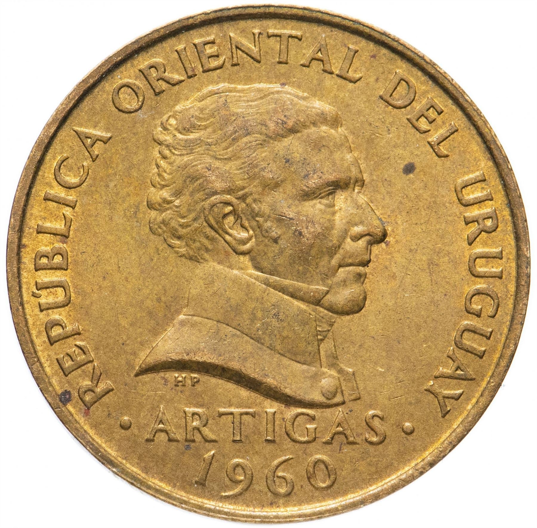 Uruguay Coin Uruguayan 10 Centésimos | Jose Gervasio Artigas | KM39 | 1960