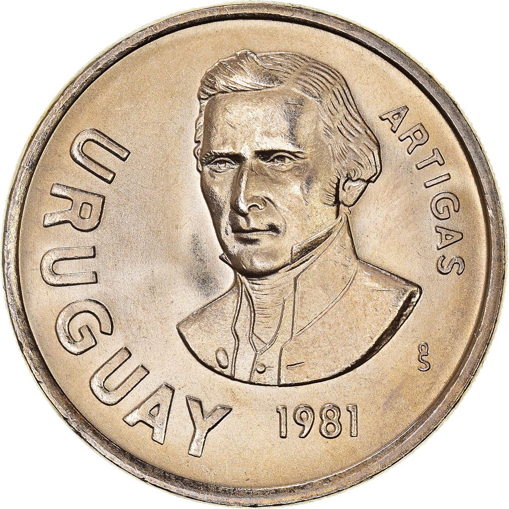 Uruguay Coin 	Uruguayan 10 Nuevos Pesos | Erythrina cristagalli Coral | Jose Gervasio Artigas | KM79 | 1981