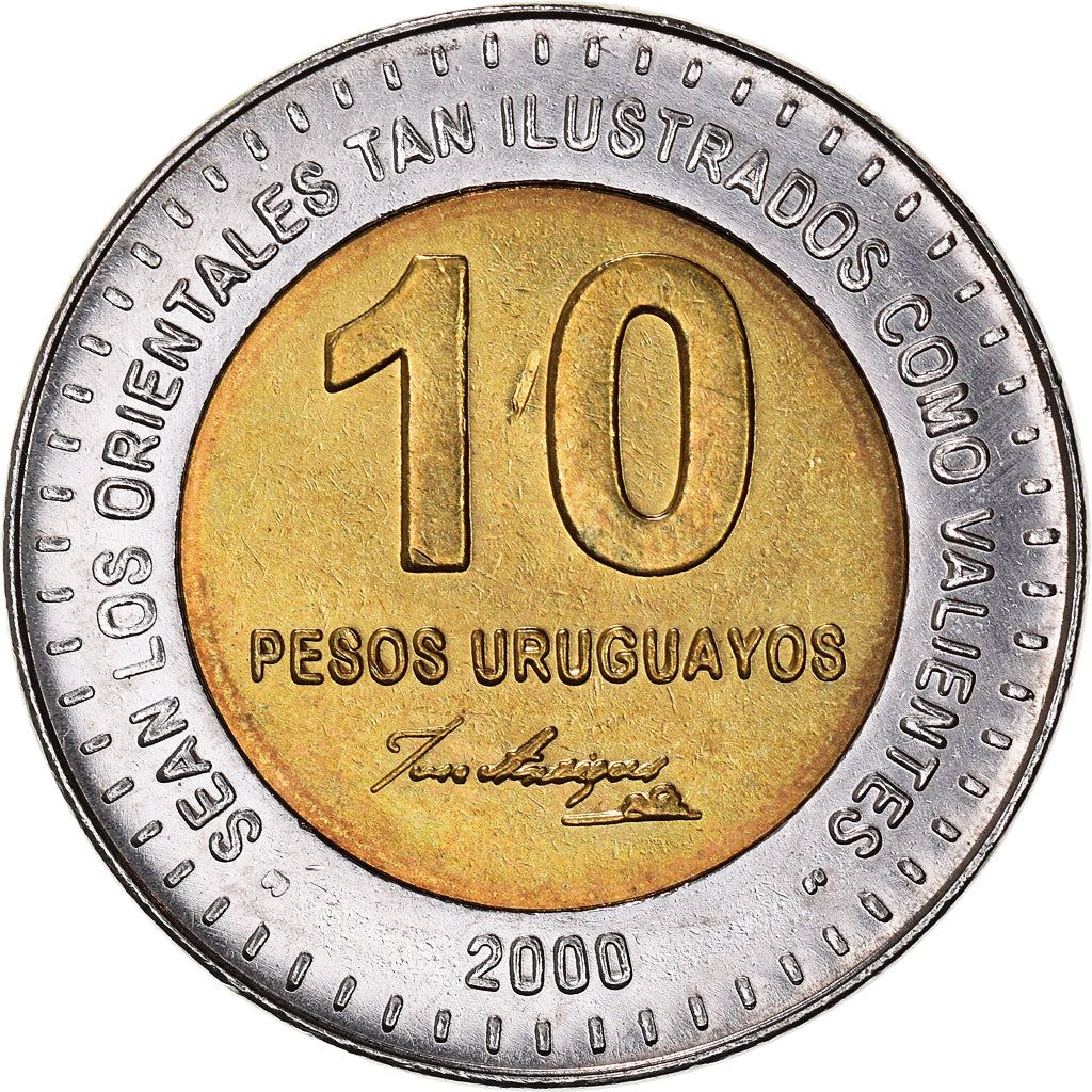 Uruguay Coin 	Uruguayan 10 Pesos | Jose Gervasio Artigas | KM121 | 2000