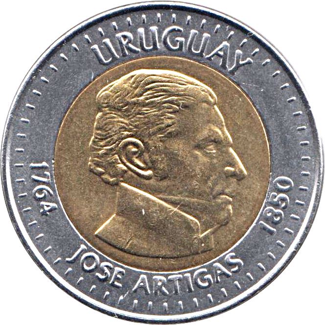 Uruguay Coin Uruguayan 10 Pesos | Jose Gervasio Artigas | KM121 | 2000