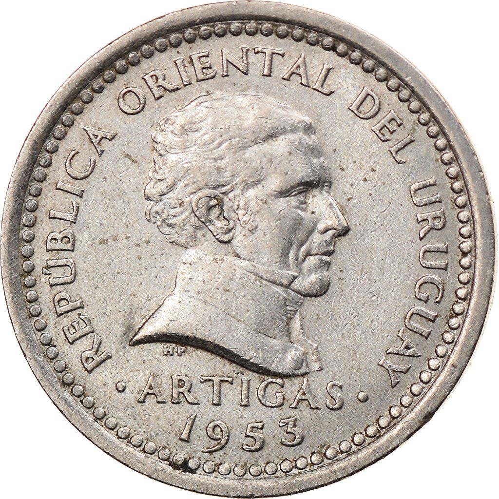 Uruguay Coin 	Uruguayan 2 Centésimos | Jose Gervasio Artigas | KM33 | 1953