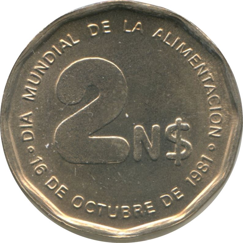 Uruguay Coin Uruguayan 2 Nuevos Pesos | FAO | Wheat Ears | KM77 | 1981