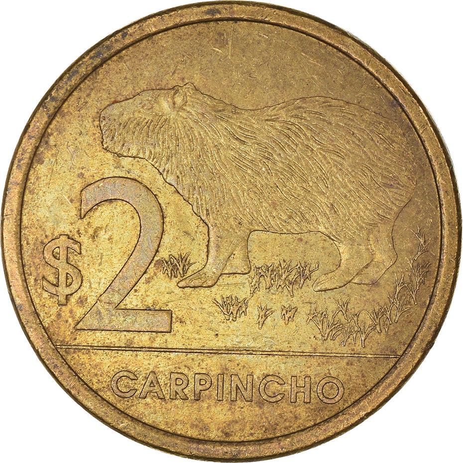 Uruguay Coin Uruguayan 2 Pesos | Capybara | KM136 | 2011 - 2019