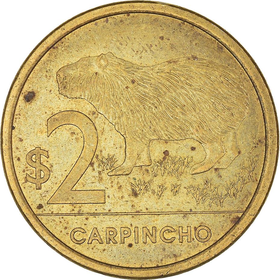 Uruguay Coin Uruguayan 2 Pesos | Capybara | KM136 | 2011 - 2019