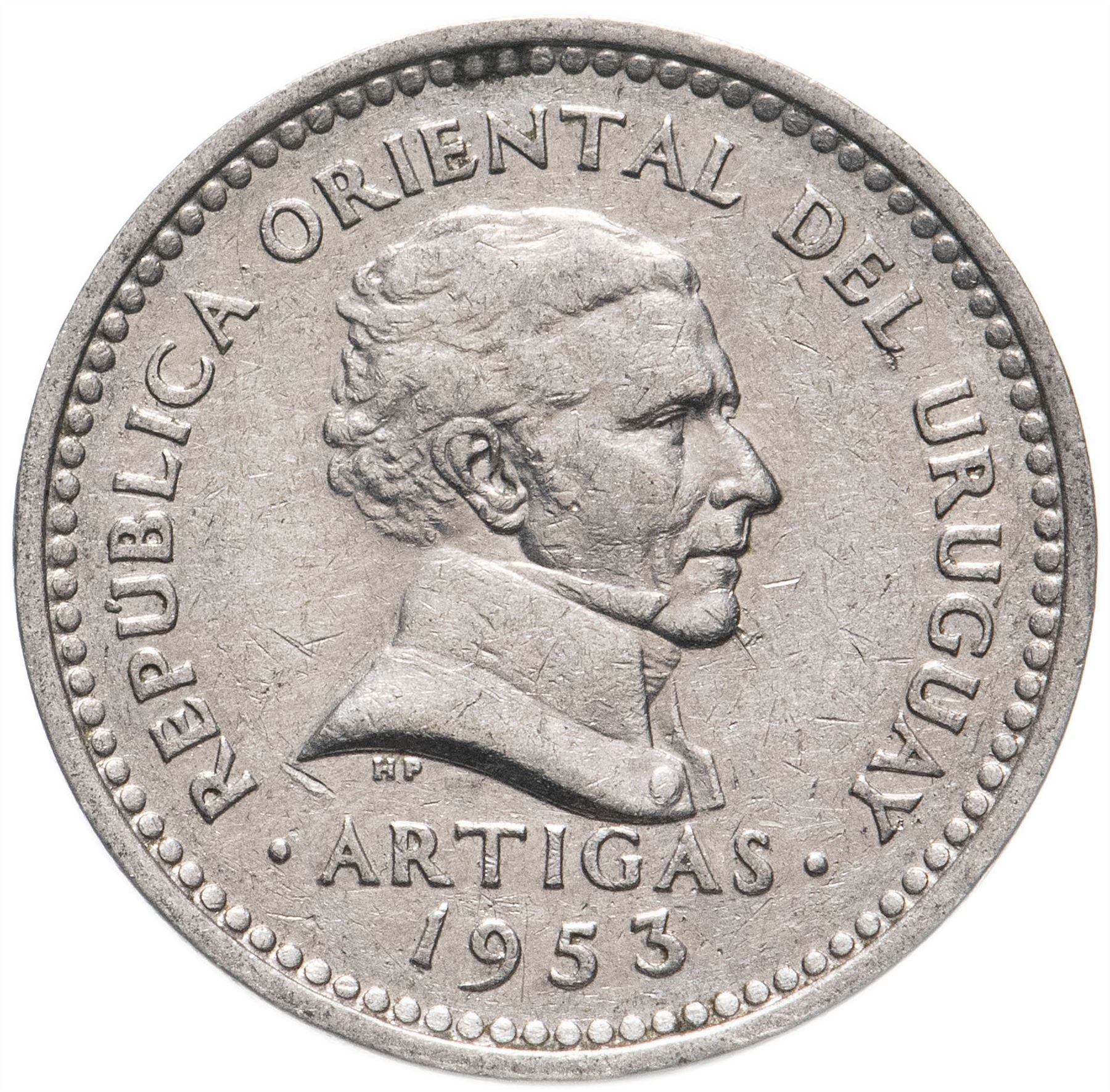 Uruguay Coin Uruguayan 5 Centésimos | Jose Gervasio Artigas | KM34 | 1953