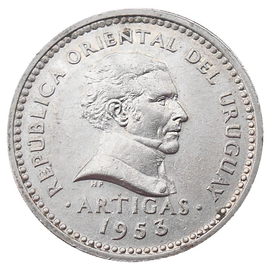 Uruguay Coin Uruguayan 5 Centésimos | Jose Gervasio Artigas | KM34 | 1953