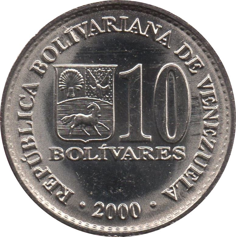 Venezuela | 10 Bolivares magnetic | Palomo Horse | Simon Bolivar | KM80 | 2000 - 2002