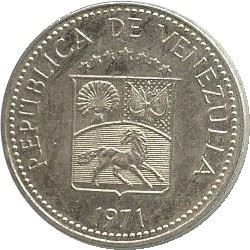 Venezuela | 10 Centimos Coin | Palomo Horse | Wreath | KMA40 | 1971