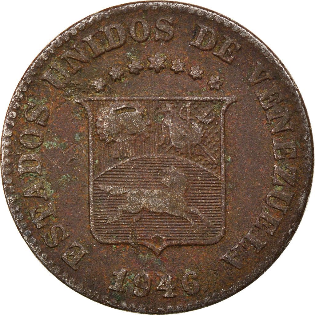 Venezuela | 5 Centimos Coin | Palomo Horse | Wreath | KM29a | 1945 - 1948