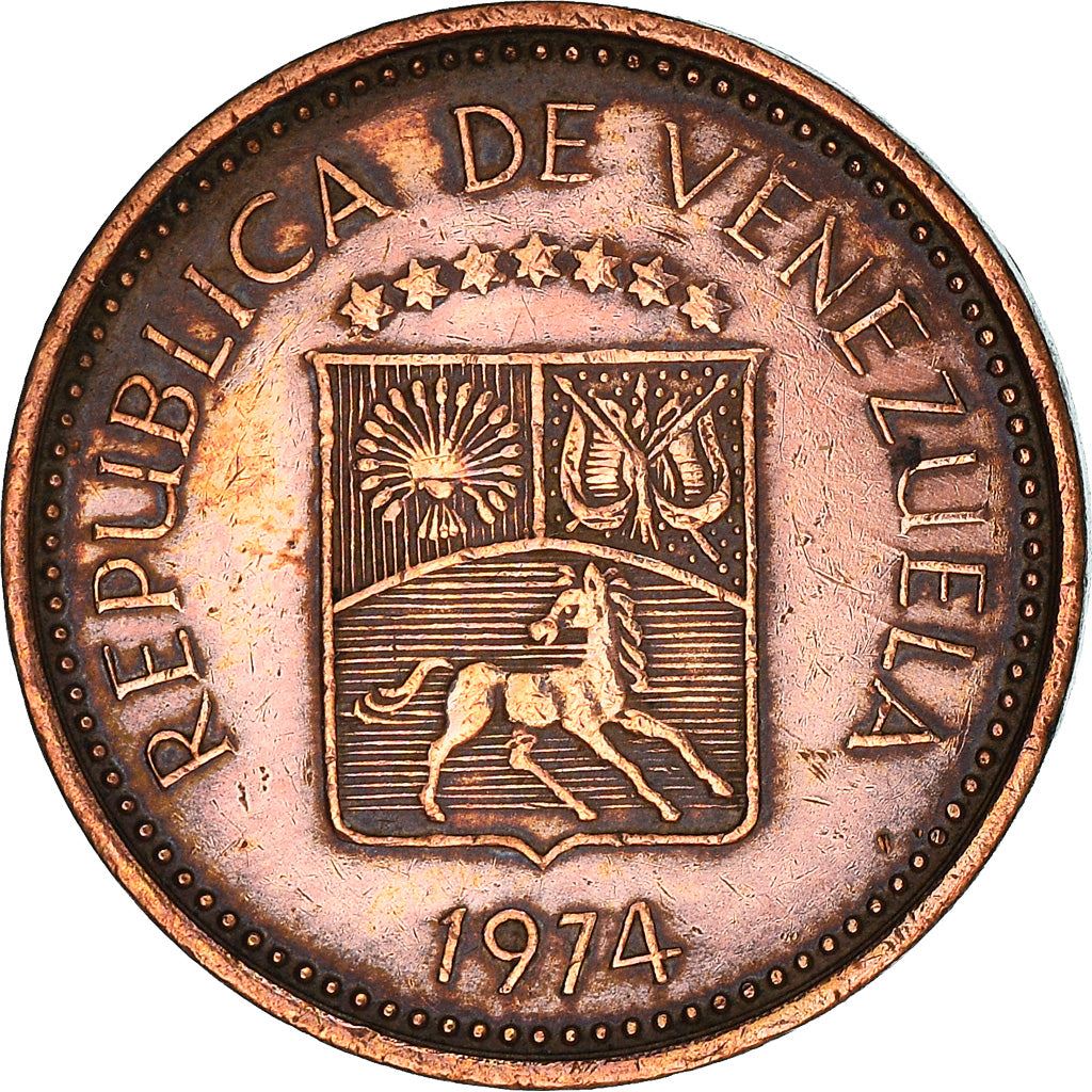 Venezuela | 5 Centimos Coin | Palomo Horse | Wreath | KM49 | 1974 - 1977