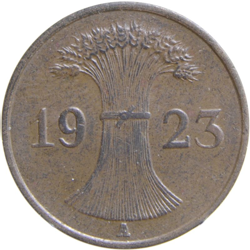 Weimar Republic 1 Rentenpfennig Coin | German Reich | KM30 | 1923 - 1929