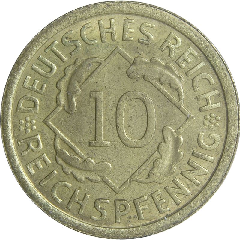 Weimar Republic 10 Reichspfennig Coin | German Reich | KM40 | 1924 - 1936