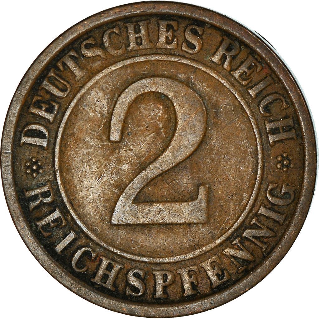 Weimar Republic 2 Reichspfennig Coin | German Reich | KM38 | 1923 - 1936