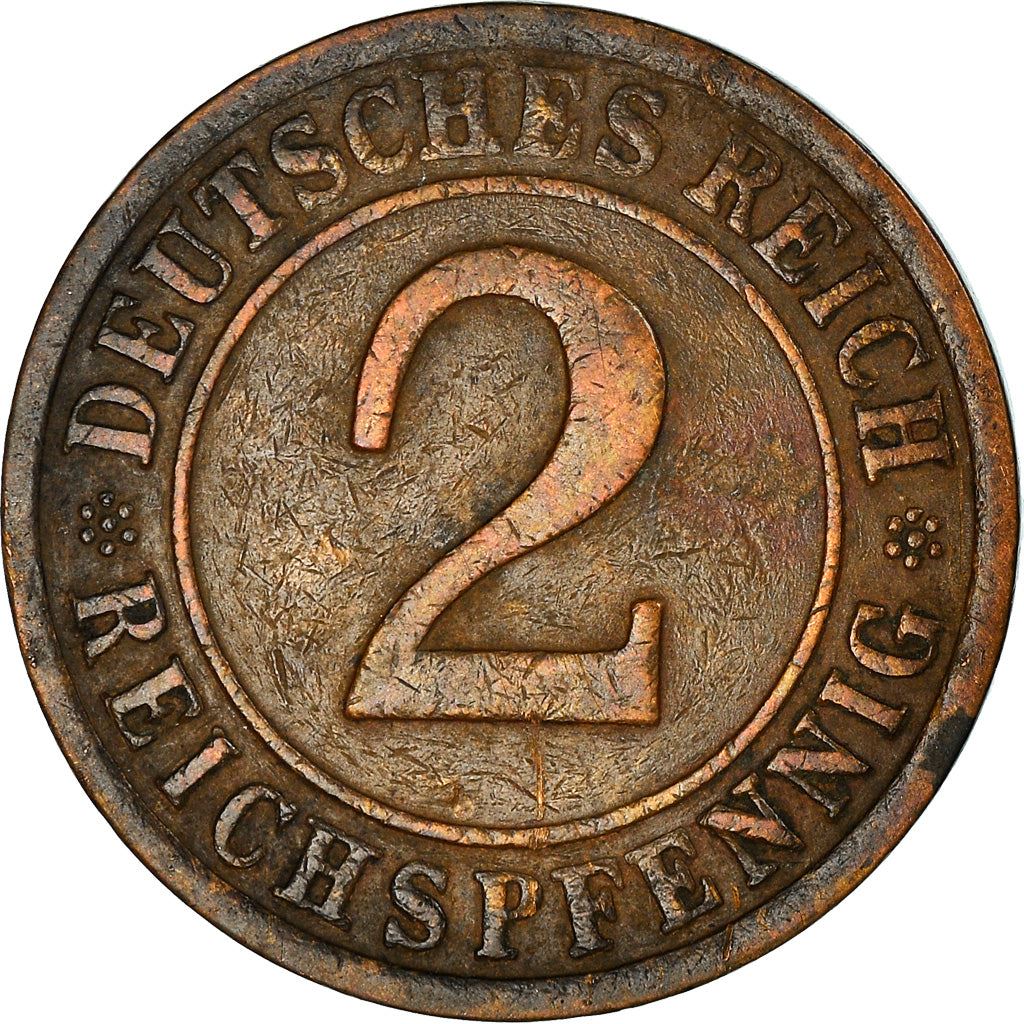 Weimar Republic 2 Reichspfennig Coin | German Reich | KM38 | 1923 - 1936