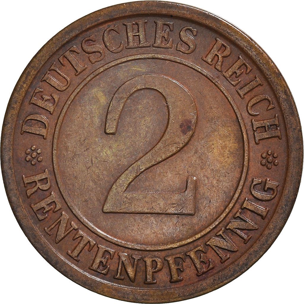 Weimar Republic 2 Rentenpfennig Coin | German Reich | KM31 | 1923 - 1924