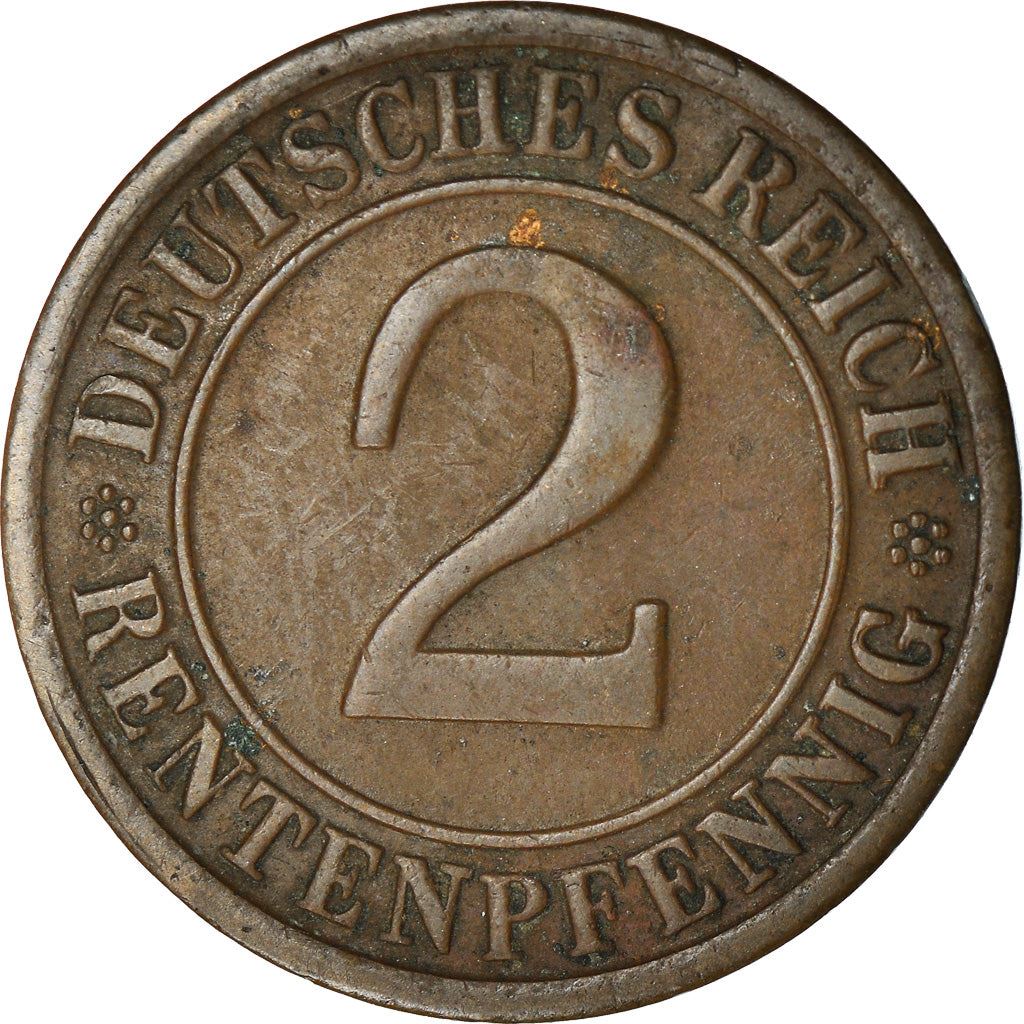 Weimar Republic 2 Rentenpfennig Coin | German Reich | KM31 | 1923 - 1924