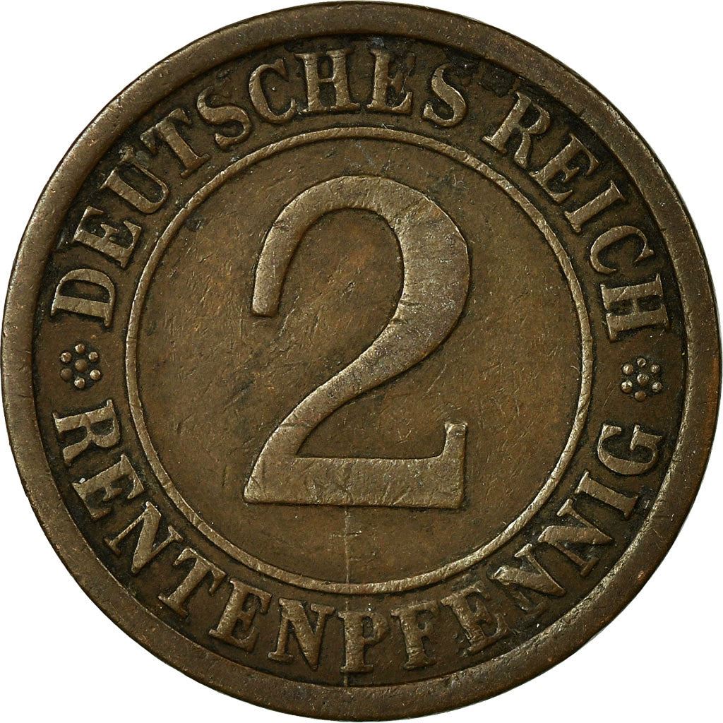 Weimar Republic 2 Rentenpfennig Coin | German Reich | KM31 | 1923 - 1924