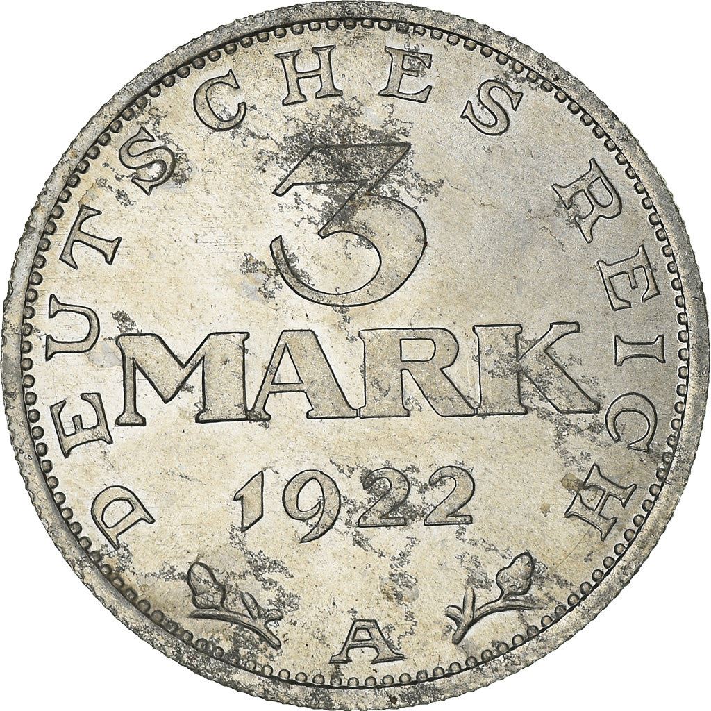 Weimar Republic 3 Mark Coin | German Reich | KM28 | 1922