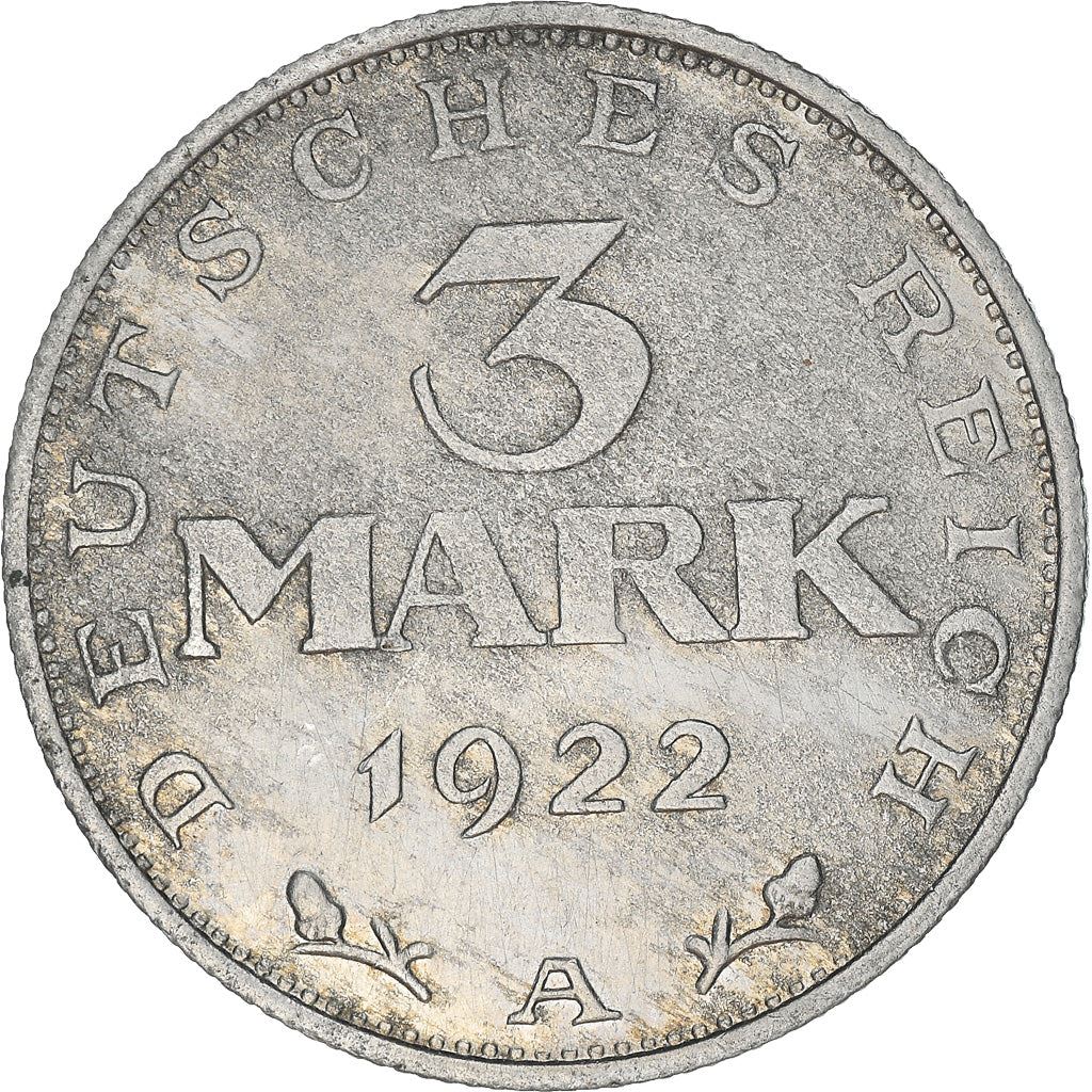 Weimar Republic 3 Mark Coin | German Reich | KM28 | 1922