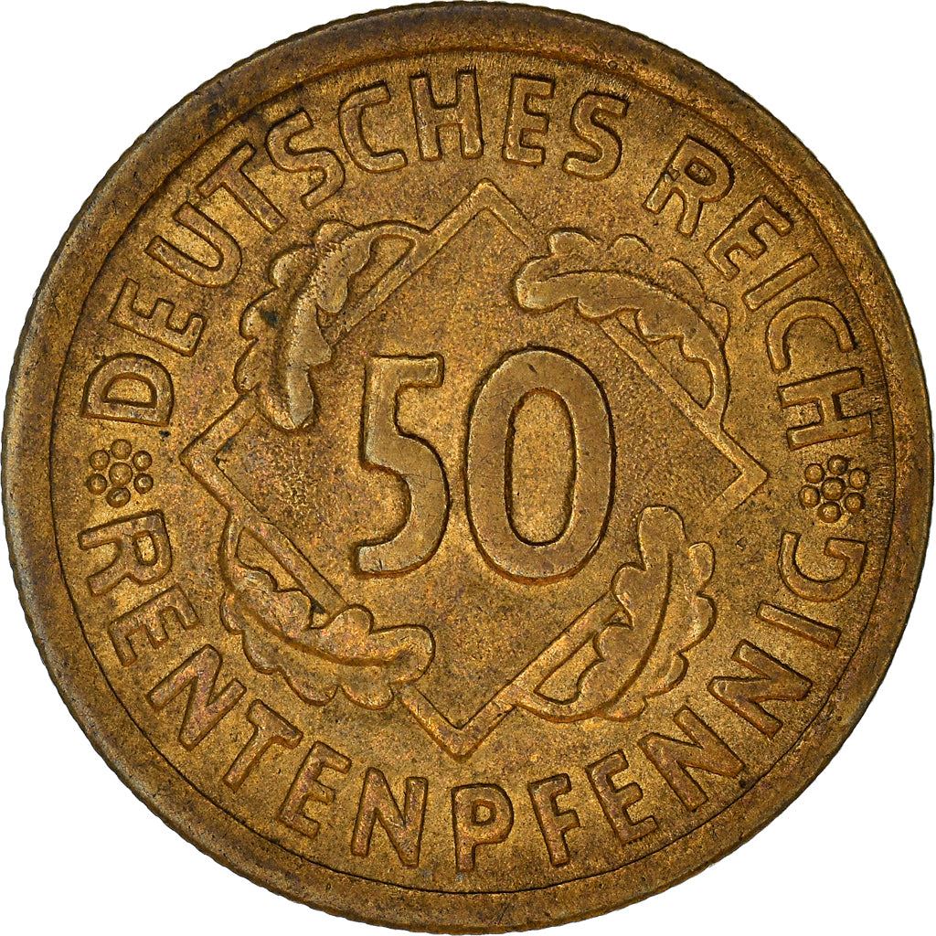 Weimar Republic 50 Rentenpfennig Coin | German Reich | KM34 | 1923 - 1924