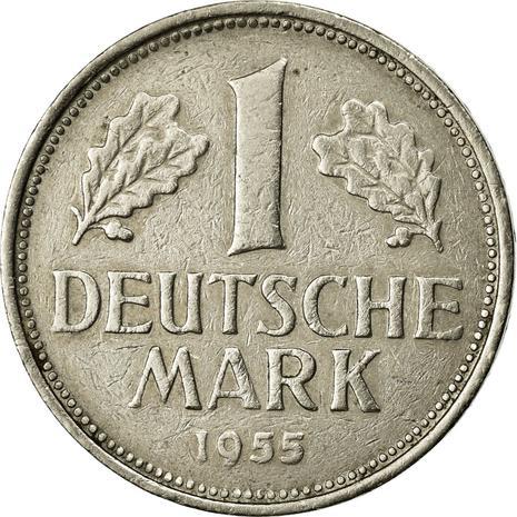 West German 1 Deutsche Mark Coin | KM110 | 1950 - 2001