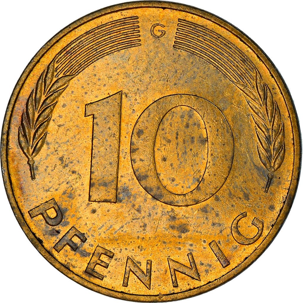 West German 10 Pfennig | KM108 | 1950 - 2001