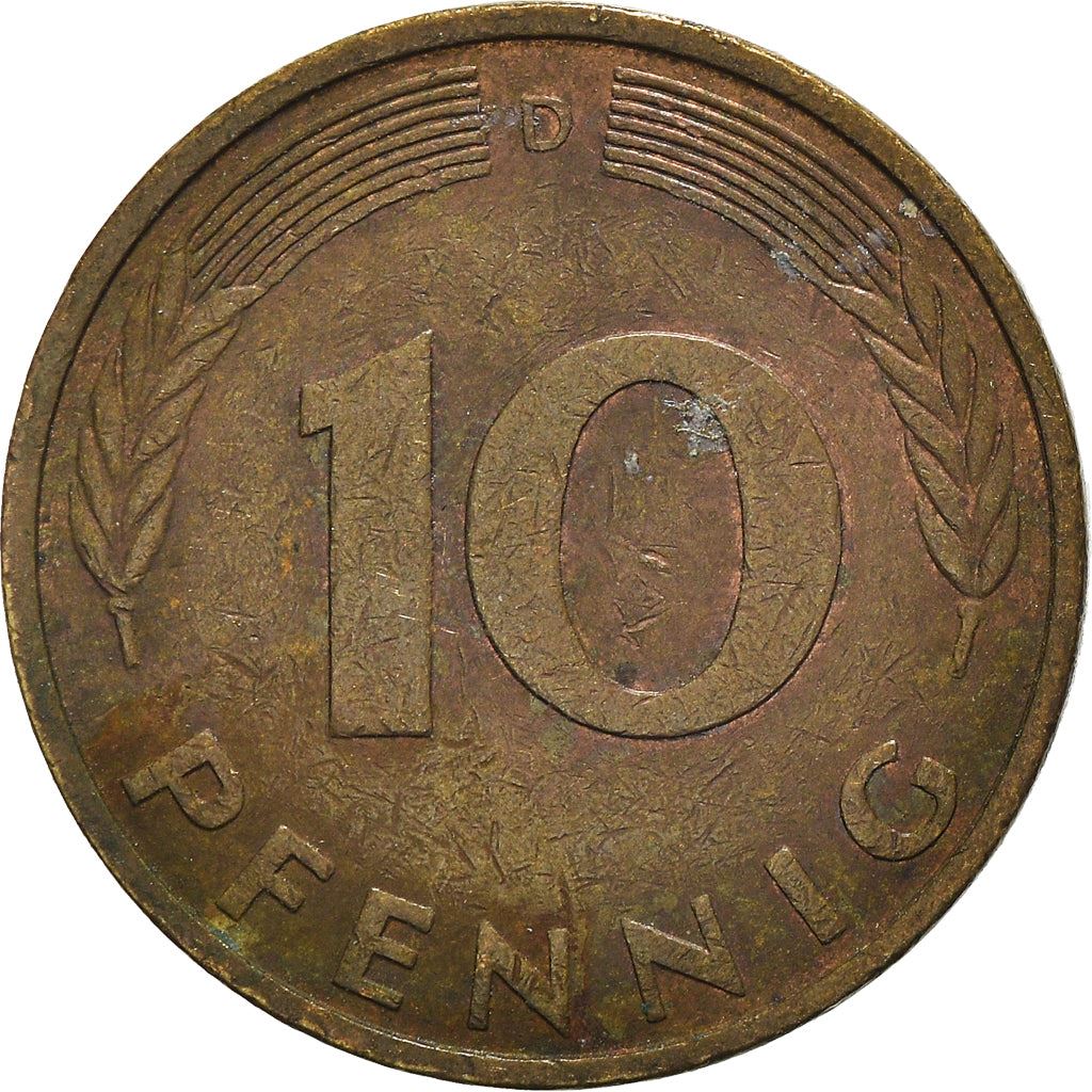 West German 10 Pfennig | KM108 | 1950 - 2001