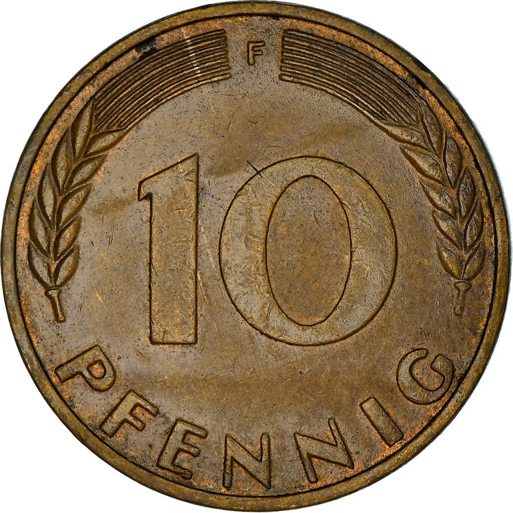 West German 10 Pfennig | KM108 | 1950 - 2001