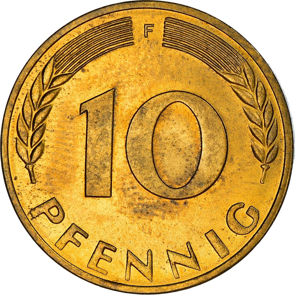 West German 10 Pfennig | KM108 | 1950 - 2001