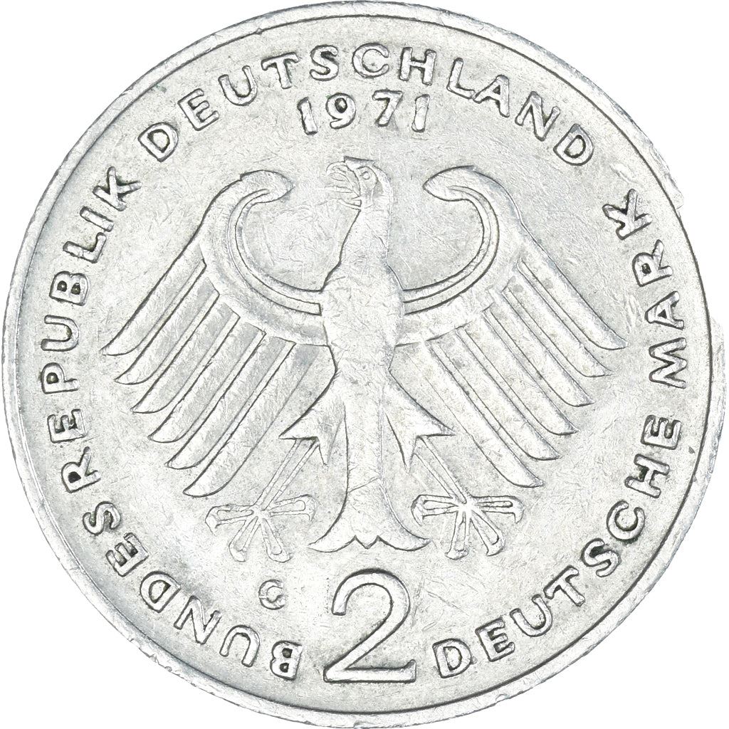 West German 2 Deutsche Mark Coin | Konrad Adenauer | KM124 | 1969 - 1987