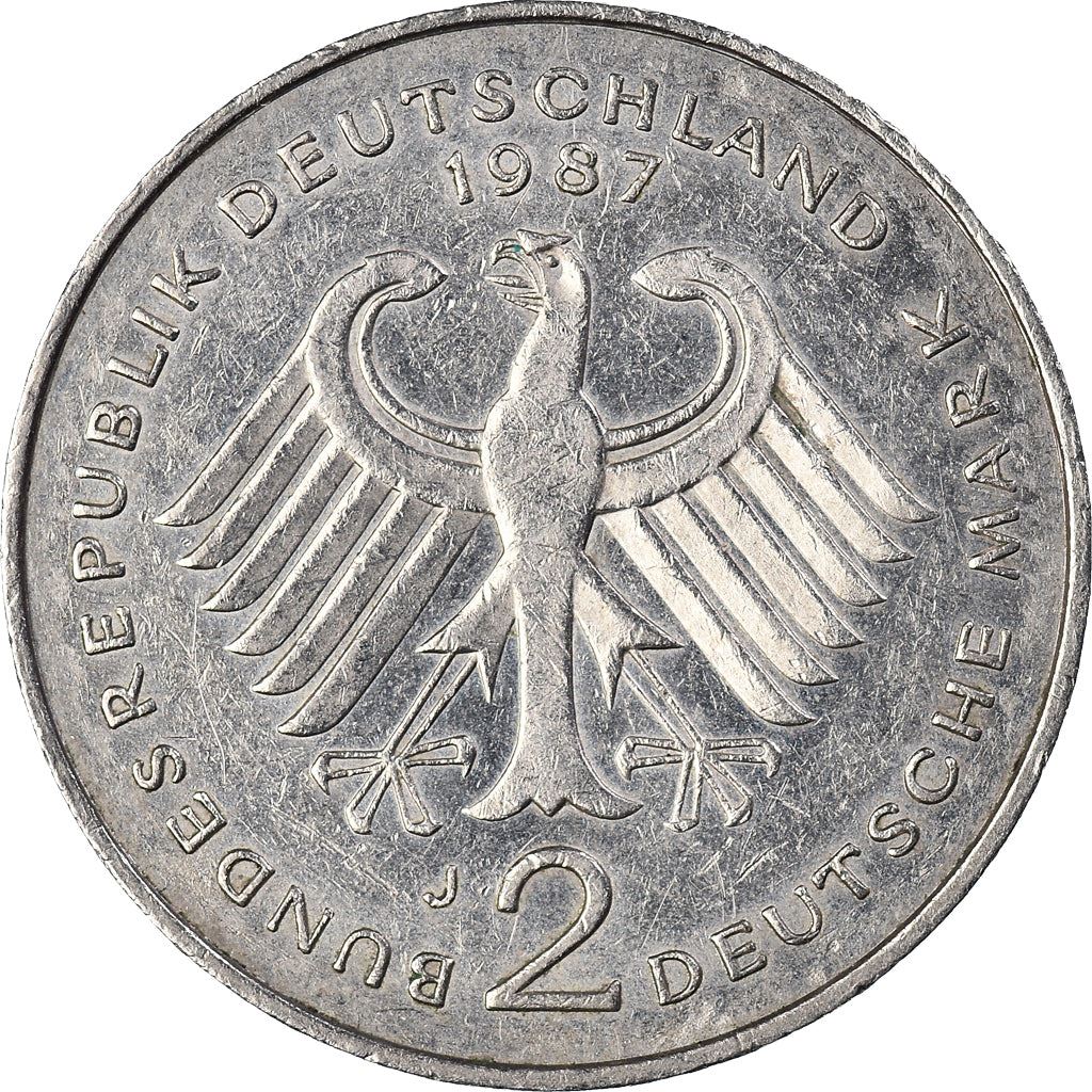 West German 2 Deutsche Mark Coin | Konrad Adenauer | KM124 | 1969 - 1987