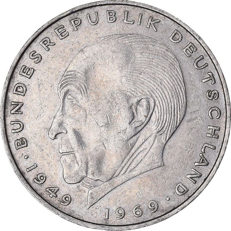 West German 2 Deutsche Mark Coin | Konrad Adenauer | KM124 | 1969 - 19