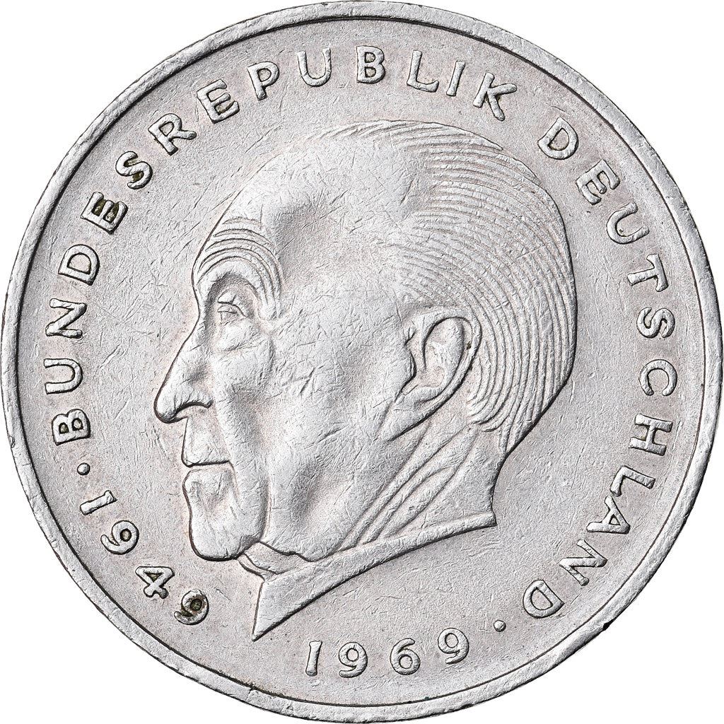 West German 2 Deutsche Mark Coin | Konrad Adenauer | KM124 | 1969 - 1987