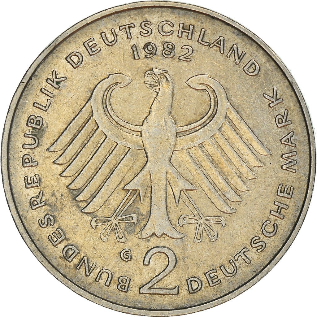 West German 2 Deutsche Mark Coin | Konrad Adenauer | KM124 | 1969 - 1987