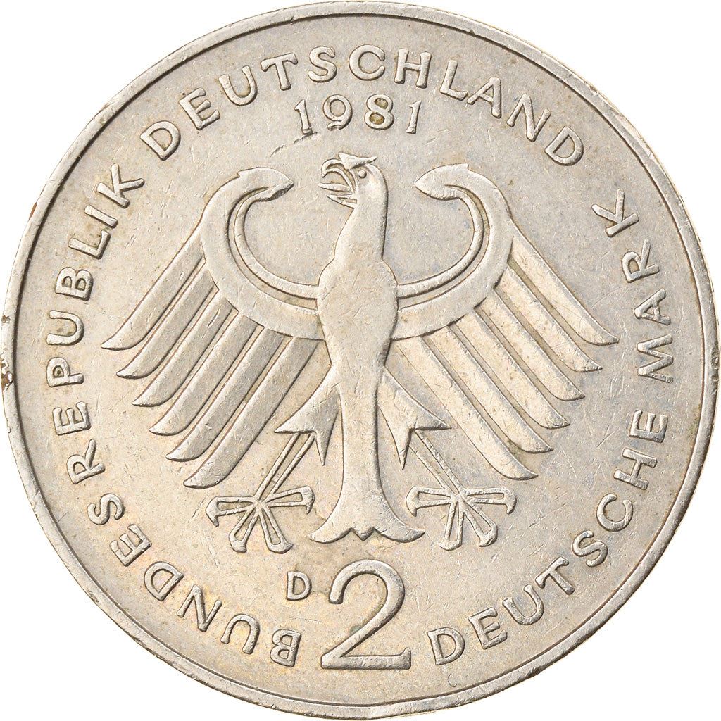 West German 2 Deutsche Mark Coin | Kurt Schumacher | KM149 | 1979 - 1993