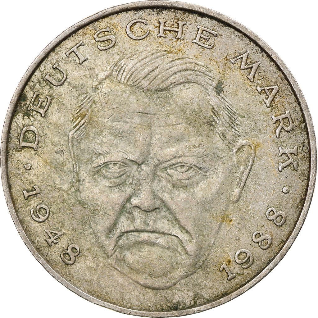 West German 2 Deutsche Mark Coin | Ludwig Erhard | KM170 | 1988 - 2001