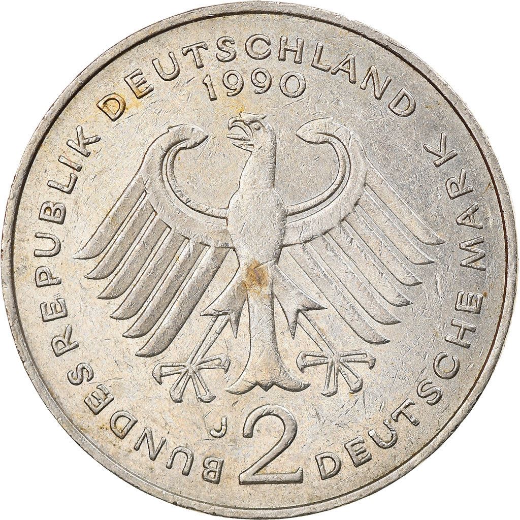 West German 2 Deutsche Mark Coin | Ludwig Erhard | KM170 | 1988 - 2001