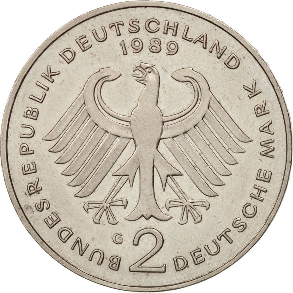 West German 2 Deutsche Mark Coin | Ludwig Erhard | KM170 | 1988 - 2001