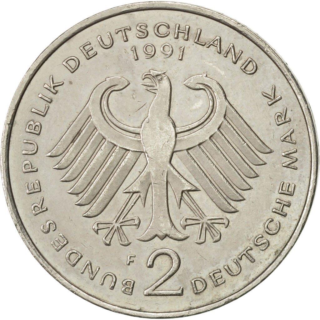 West German 2 Deutsche Mark Coin | Ludwig Erhard | KM170 | 1988 - 2001