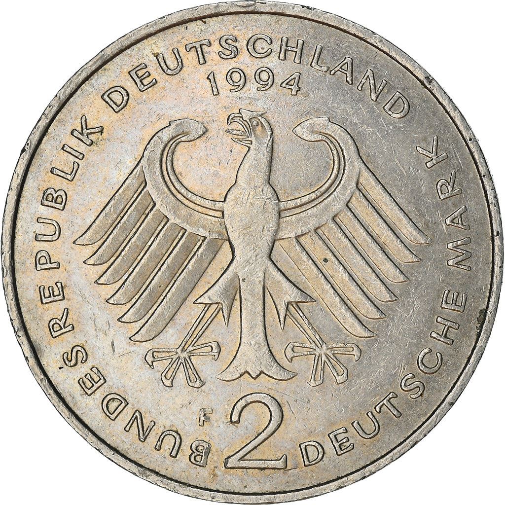 West German 2 Deutsche Mark Coin | Ludwig Erhard | KM170 | 1988 - 2001