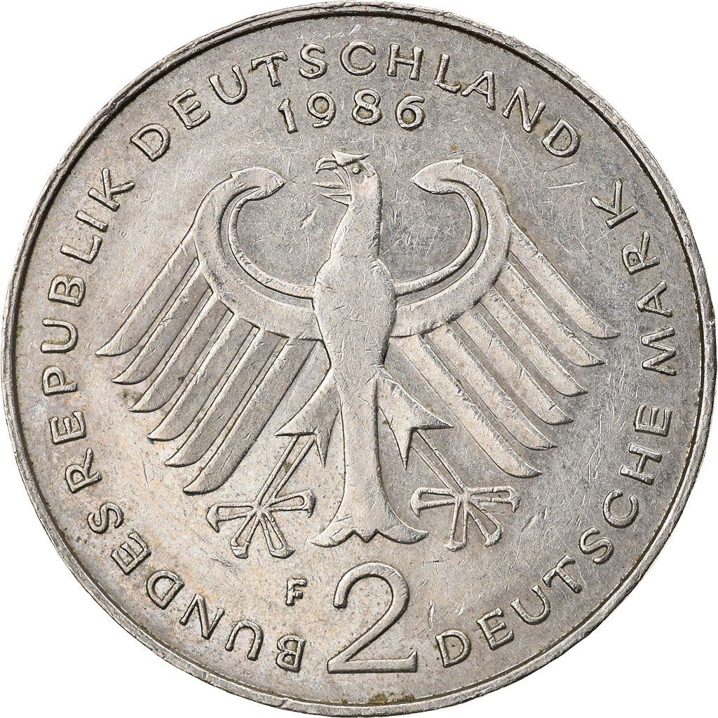 West Germany 2 Deutsche Mark Coin | President Theodor Heuss | Eagle | KMA127 | 1970 - 1987