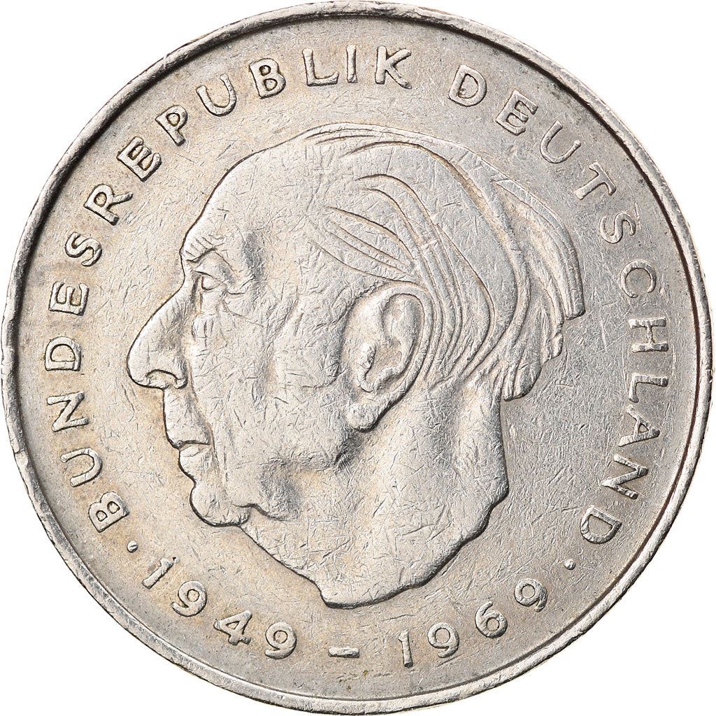 West Germany 2 Deutsche Mark Coin | President Theodor Heuss | Eagle | KMA127 | 1970 - 1987