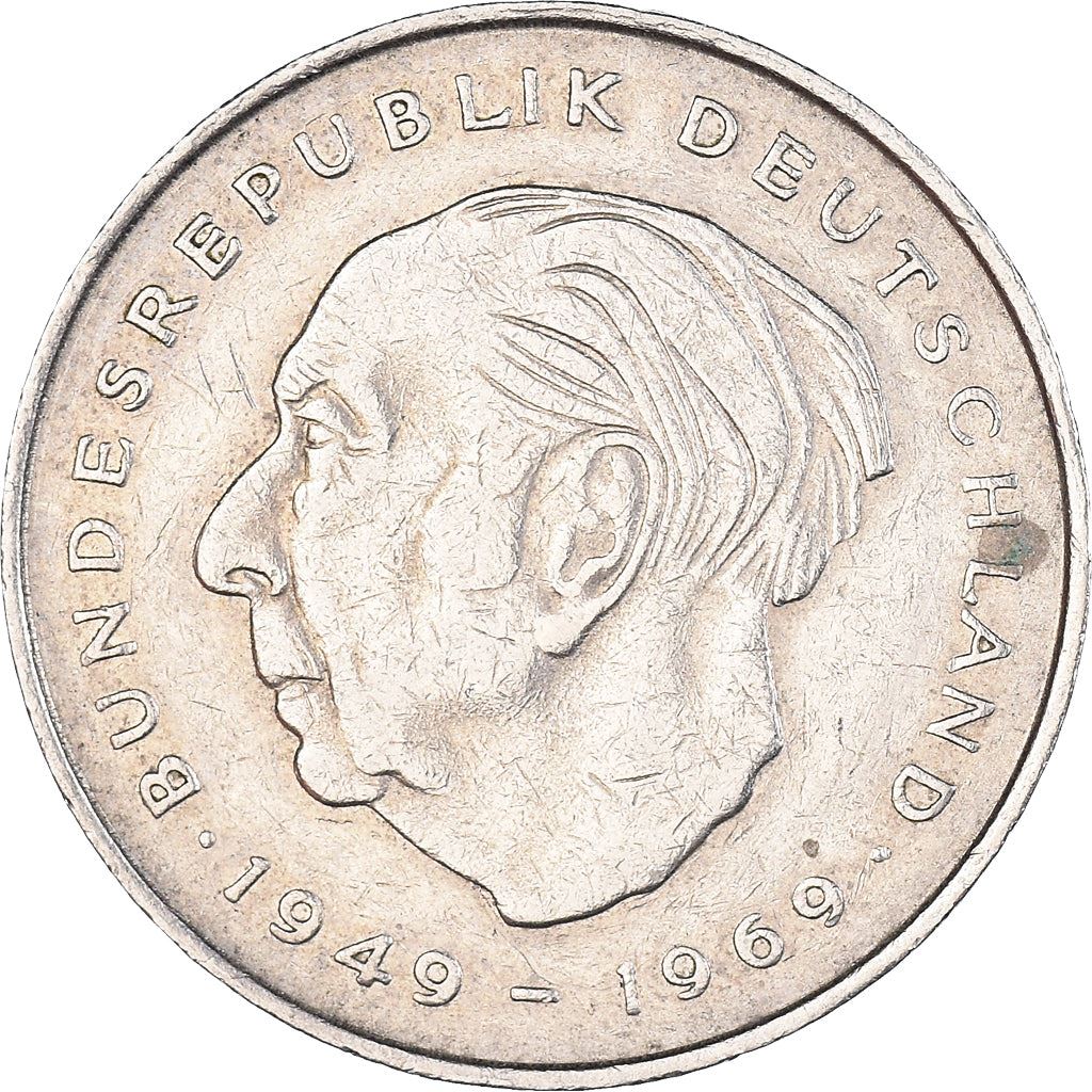 West Germany 2 Deutsche Mark Coin | President Theodor Heuss | Eagle | KMA127 | 1970 - 1987